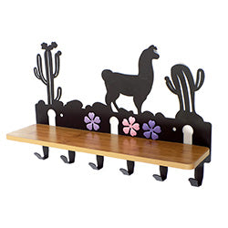 PERCHERO C/ DISEÑO 6 GANCHOS/ ESTANTE MADERA 37X10CM