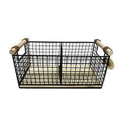 CANASTO C/DIVISION METAL/MADERA 41x20x18CM NEGRO