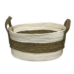 CESTO TEJIDO 41x34x20CM BLANCO/CAMEL