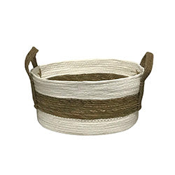 CESTO TEJIDO 36x30x17CM BLANCO/CAMEL