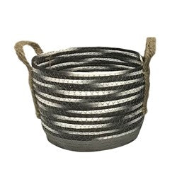 CESTO TEJIDO D26x22CM BLANCO/GRIS