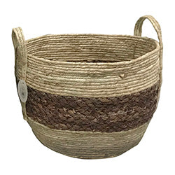 CESTO TEJIDO D34x26CM BEIGE/CAMEL