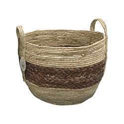 CESTO TEJIDO D28x22CM BEIGE/CAMEL