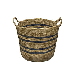 CESTO TEJIDO D28x22CM NATURAL/NEGRO