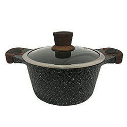 OLLA ALUMINIO  NEGRO DISEÑO ROMBOS. D28x9.5CM