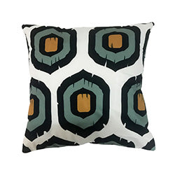 ALMOHADON 380G  DISEÑO CELESTE/NEGRO/NARANJA.  40x40CM