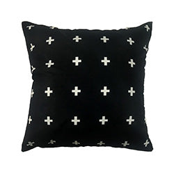 ALMOHADON 350G NEGRO CON CRUCES BLANCAS. 40x40CM
