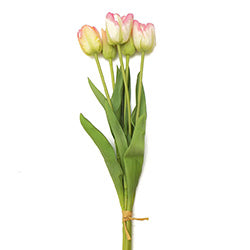 RAMO 5 TULIPANES  ROSA. 55CM