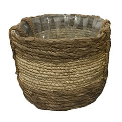 CESTO TEJIDO 32X24X26CM CAMEL FRANJA BEIGE