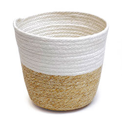CESTO TEJIDO D26x21CM BLANCO/BEIGE