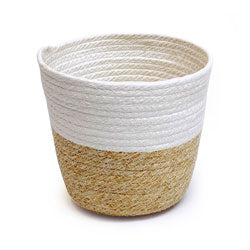 CESTO TEJIDO D22x18CM BLANCO/BEIGE
