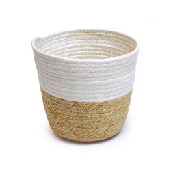 CESTO TEJIDO D18x15CM BLANCO/BEIGE