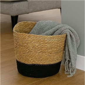 CESTO TEJIDO D31x26CM NATURAL BASE NEGRO
