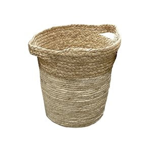 CESTO TEJIDO C/ASAS D33x36CM CREMA/NATURAL