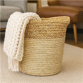 CESTO TEJIDO C/ASAS D33x36CM CREMA/NATURAL