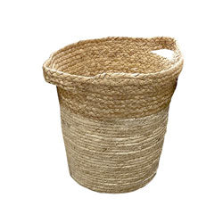 CESTO TEJIDO C/ASAS D24x26CM CREMA/NATURAL