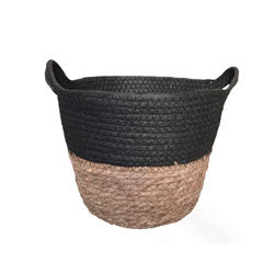 CESTO TEJIDO C/ASAS D21x18CM NATURAL/NEGRO