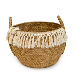 CESTO TEJIDO D31x23CM NATURAL C/FLECOS