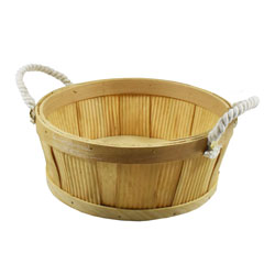 CESTO MADERA C/ASAS D26x11CM BORDE BLANCO