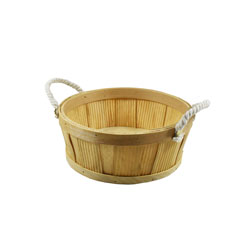 CESTO MADERA C/ASAS D22x9.5CM BORDE BLANCO