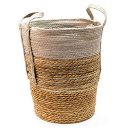 CESTO TEJIDO C/ASAS D40x46CM NATURAL/GRIS