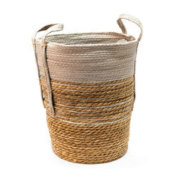 CESTO TEJIDO C/ASAS D35x41CM NATURAL/GRIS