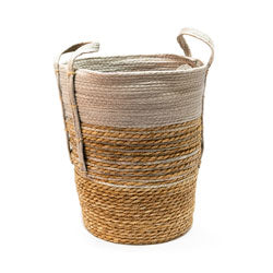 CESTO TEJIDO C/ASAS D30x36CM NATURAL/GRIS