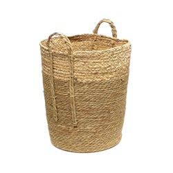 CESTO TEJIDO C/ASAS D30x36CM NATURAL/BEIGE