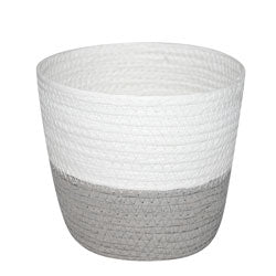 CESTO TEJIDO D22x18CM GRIS/BLANCO