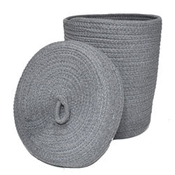 CESTO TEJIDO C/TAPA D40x40CM GRIS