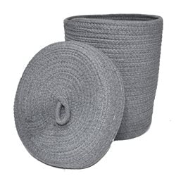 CESTO TEJIDO C/TAPA D33x36CM GRIS