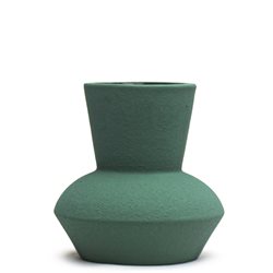 FLORERO CERAMICA D15x15CM FORMAS VERDE OSCURO