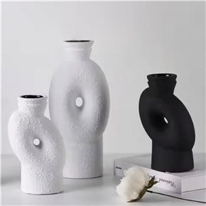 FLORERO CERAMICA 12x8.5x20CM NEGRO
