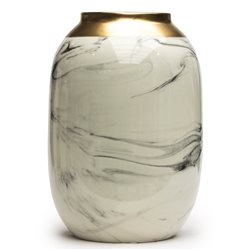 FLORERO CERAMICA D16x23CM MARMOL/DORADO
