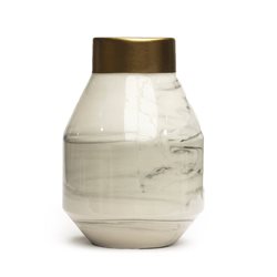 FLORERO CERAMICA D15x21CM MARMOL/DORADO