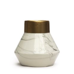 FLORERO CERAMICA D17x16CM MARMOL/DORADO