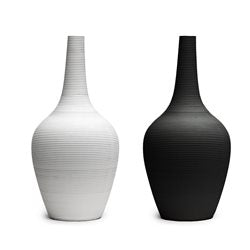 FLORERO CERAMICA D14x30CM BLANCO/NEGRO MATE