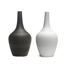 FLORERO CERAMICA D13x25CM BLANCO/NEGRO MATE
