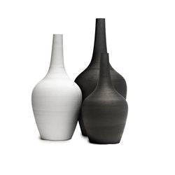 FLORERO CERAMICA D13x25CM BLANCO/NEGRO MATE