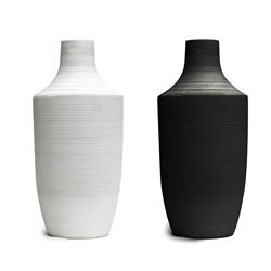 FLORERO CERAMICA D14x31CM BLANCO/NEGRO MATE