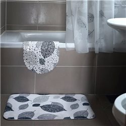 ALFOMBRA BAÑO 45x75CM HOJAS TONOS GRISES