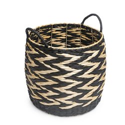 CESTO CON ASAS TEJIDO 24x24CM NATURAL/NEGRO