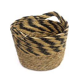 CESTO CON ASAS TEJIDO 23x17CM ZIGZAG NEGRO