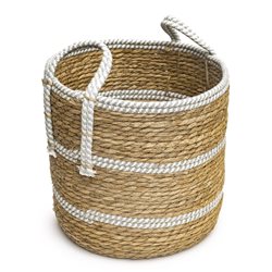 CESTO CON ASAS TEJIDO 32x28CM NATURAL/GRIS