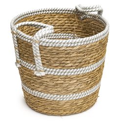 CESTO CON ASAS TEJIDO 27x25CM NATURAL/GRIS