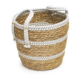CESTO CON ASAS TEJIDO 24x22CM NATURAL/GRIS