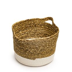 CESTO CON ASAS TEJIDO 26x18CM BASE BLANCO