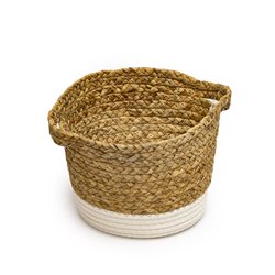 CESTO CON ASAS TEJIDO 22x16CM BASE BLANCO