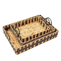 BANDEJA TEJIDA 33x25x7CM NATURAL/NEGRO