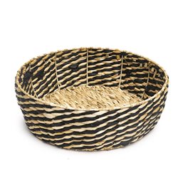 CESTO BAJO TEJIDO 30x11CM NATURAL/NEGRO